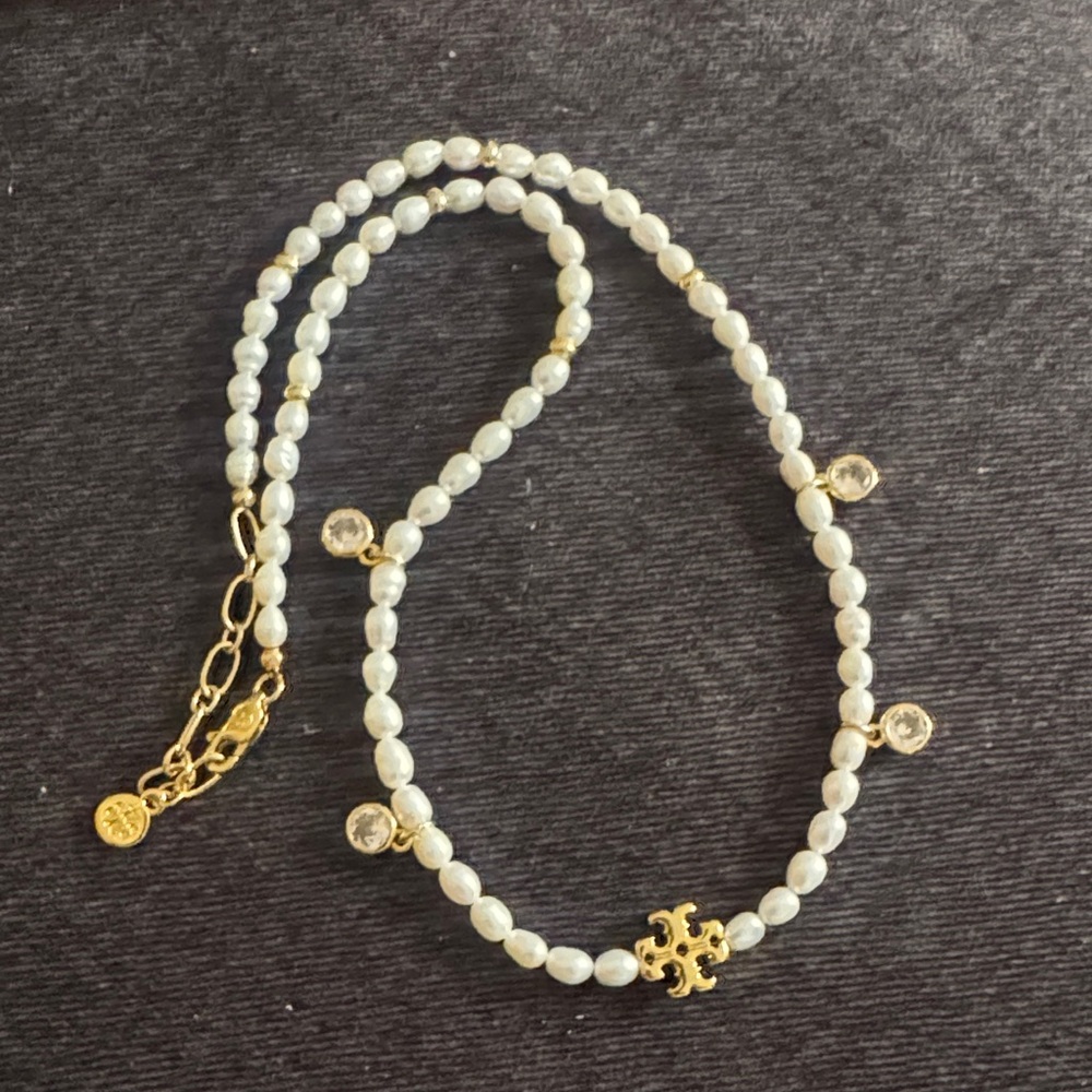 Tory Burch • Pearl Diamond Circle Necklace $149 NEW